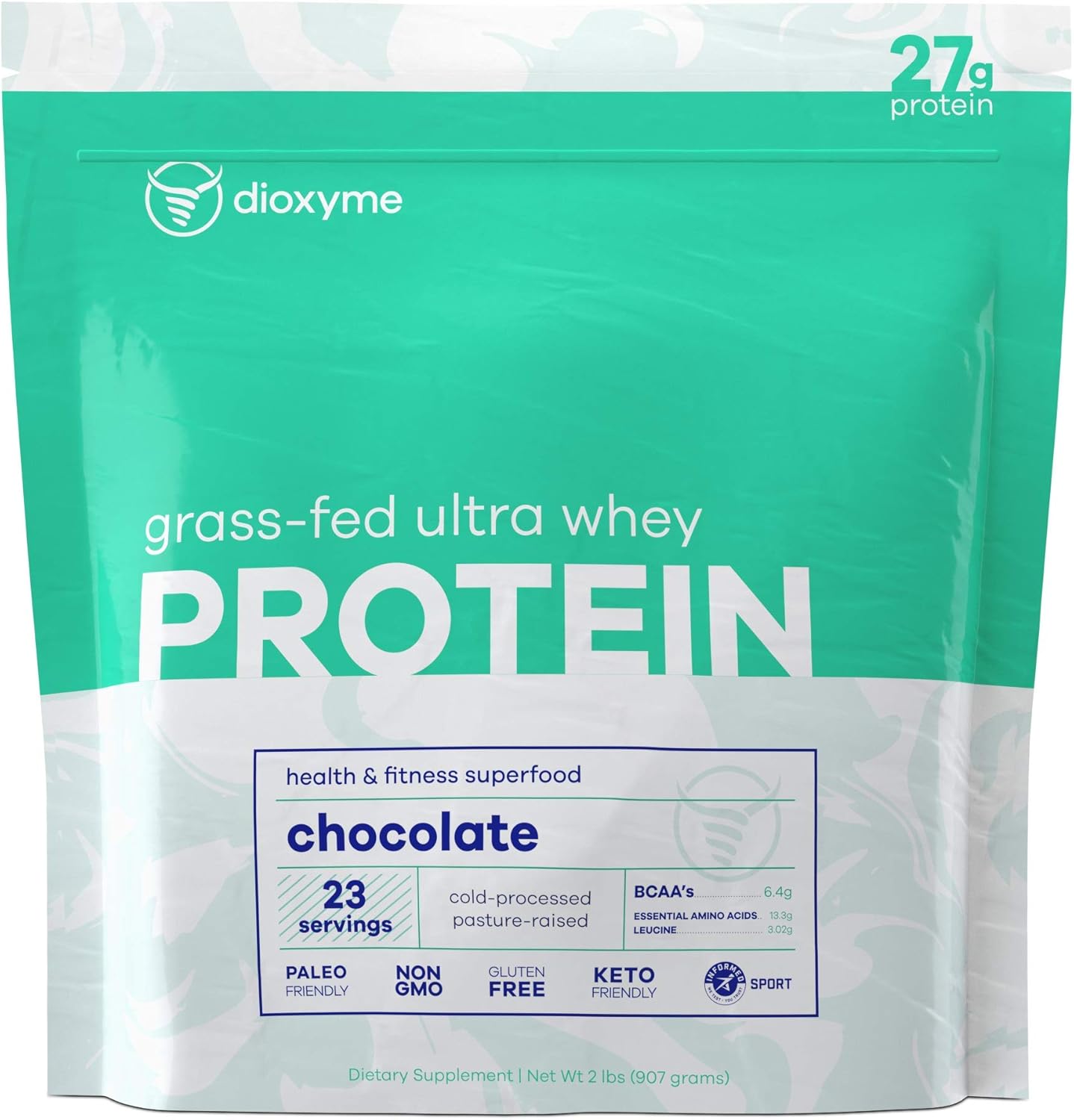Dioxyme Grass Fed Ultra Whey Protein Powder - Whey Isolate and Concentrate Protein Blend – 27gm Protein/Serv - Sustained Muscle Repair - 4.2lb - (Chocolate): Health & Personal Care