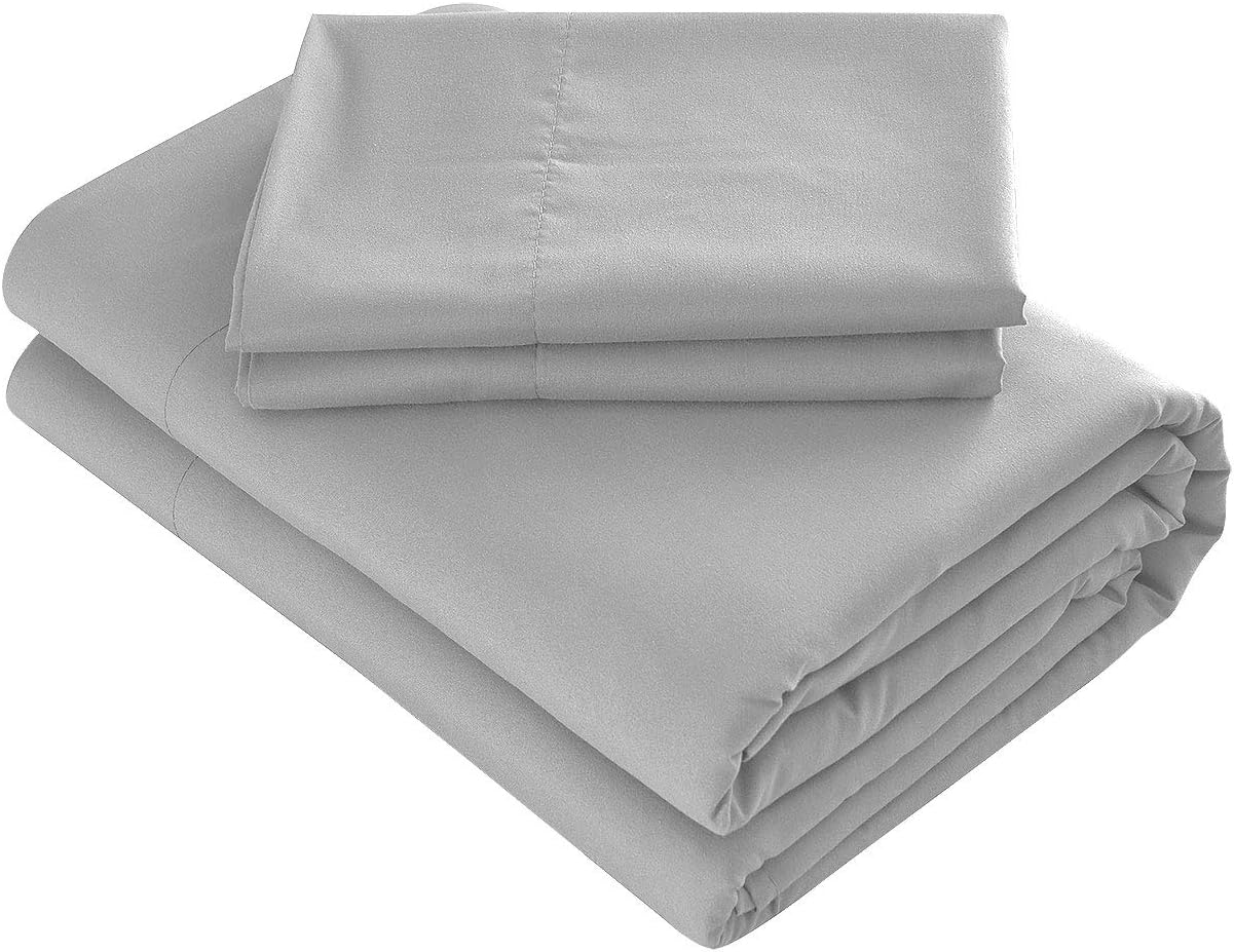 Prime Bedding Bed Sheets - 4 Piece Queen Sheets, Deep Pocket Fitted Sheet, Flat Sheet, Pillow Cases - Queen Sheet Set, Gray