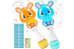 Letapapa 2 Pack Easter Bubble Wands for Kids, 11.2 inch Automatic Bubble Blower with Light for Girls Boys, Bubble Toy for Easter Party Favor, Easter Basket Stuffers
