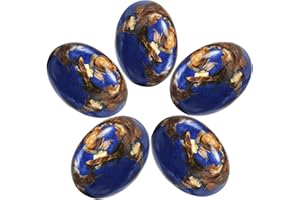 TUMBEELLUWA Sea Sediment Jasper Oval Stone Cabochons Flatback Semi-precious CAB for Jewelry Making Pack of 5