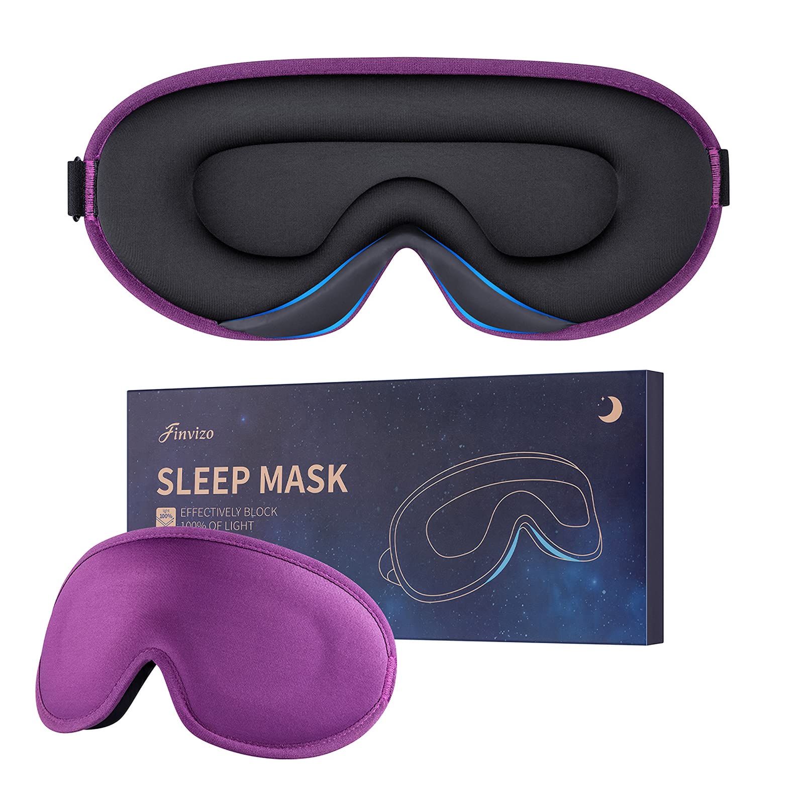 Sleep Eye Mask for Women Men: Soft Foam Comfortable Sleeping Mask, Eye Cover Blindfold at Night Block Out Light for Travel Yoga Nap, Violet