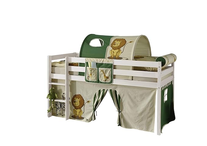 Hochbett Kiefer massiv weiß TÜV EN 747-1 + 747-2 Kinderbett Spielbett Jugendbett Massivbett Kinderzimmer Jugendzimmer Stockbe