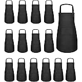 ZLEVEAYN 15 Pcs Kids Chef Aprons Bulk Adjustable Boys Girls Bib Apron with Pockets for Children Toddlers Painting Cooking