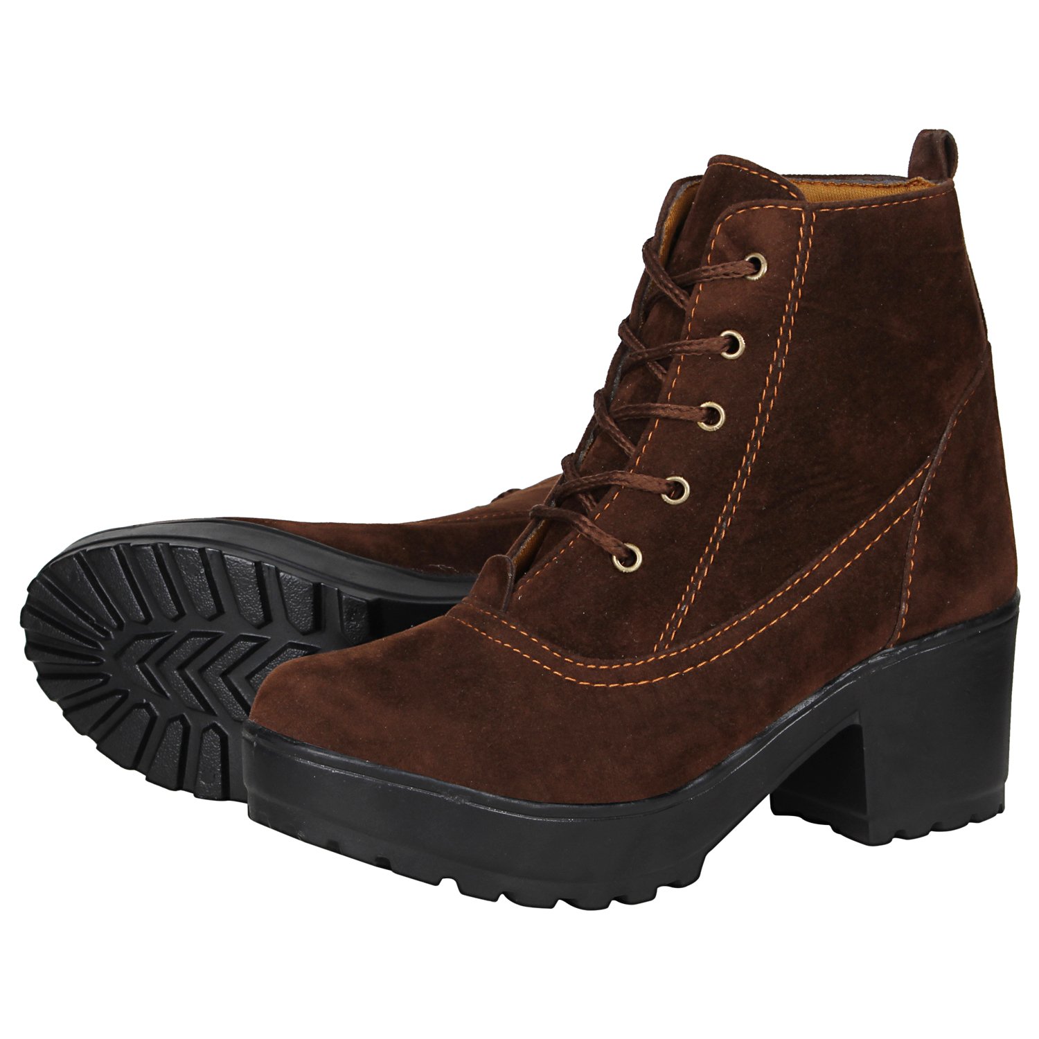 fashimo women's black leather look ankle length boot