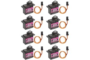 Beffkkip [8-Pack] MG90S 9g Servo Motor Micro Metal Gear for Robot Car Plane RC Helicopter Arduino