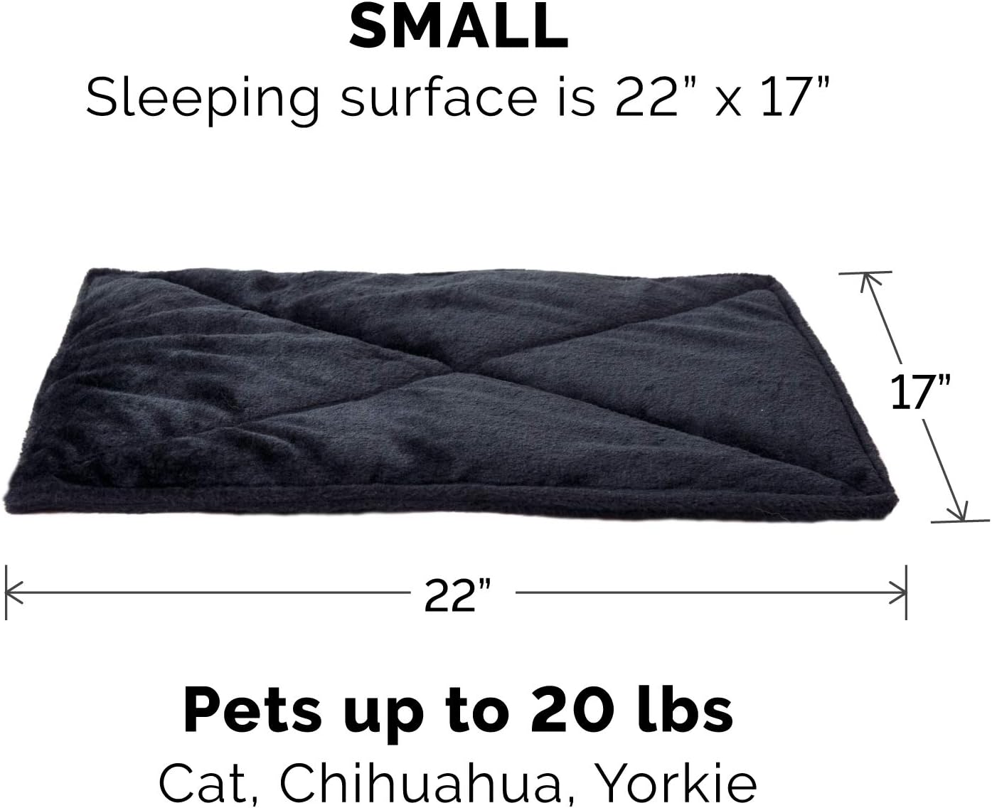 Furhaven Pet Dog Bed Heating Pad - ThermaNAP Quilted Faux Fur Insulated Thermal Self-Warming Pet Bed Pad for Dogs and Cats, Black, Small : Pet Supplies