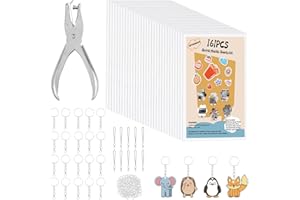 CRTWDMAN 161 Pcs Shrink Paper Keychain Kit,with 30 Pcs Shrinky Plastic Sheets 7.9"x5.7",Hole Punch,Lobster Clasps,Jump Rings DIY Crafts for Adults and Teens