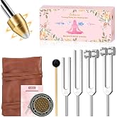 Tuning Forks for Healing Set, 128Hz, 136.1Hz, 256Hz, 384Hz | Weighted and Unweighted Forks, Sound Therapy and Meditation Gift, Valentine's Day, Mother's Day and Birthday Gifts