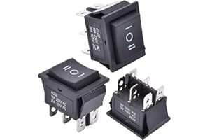 APIELE 3Pcs 3 Position Rocker Toggle Switch 6 Pin AC 125V/10A 250V/16A ON-Off-ON DPDT for Boat KCD2-203 (Black)