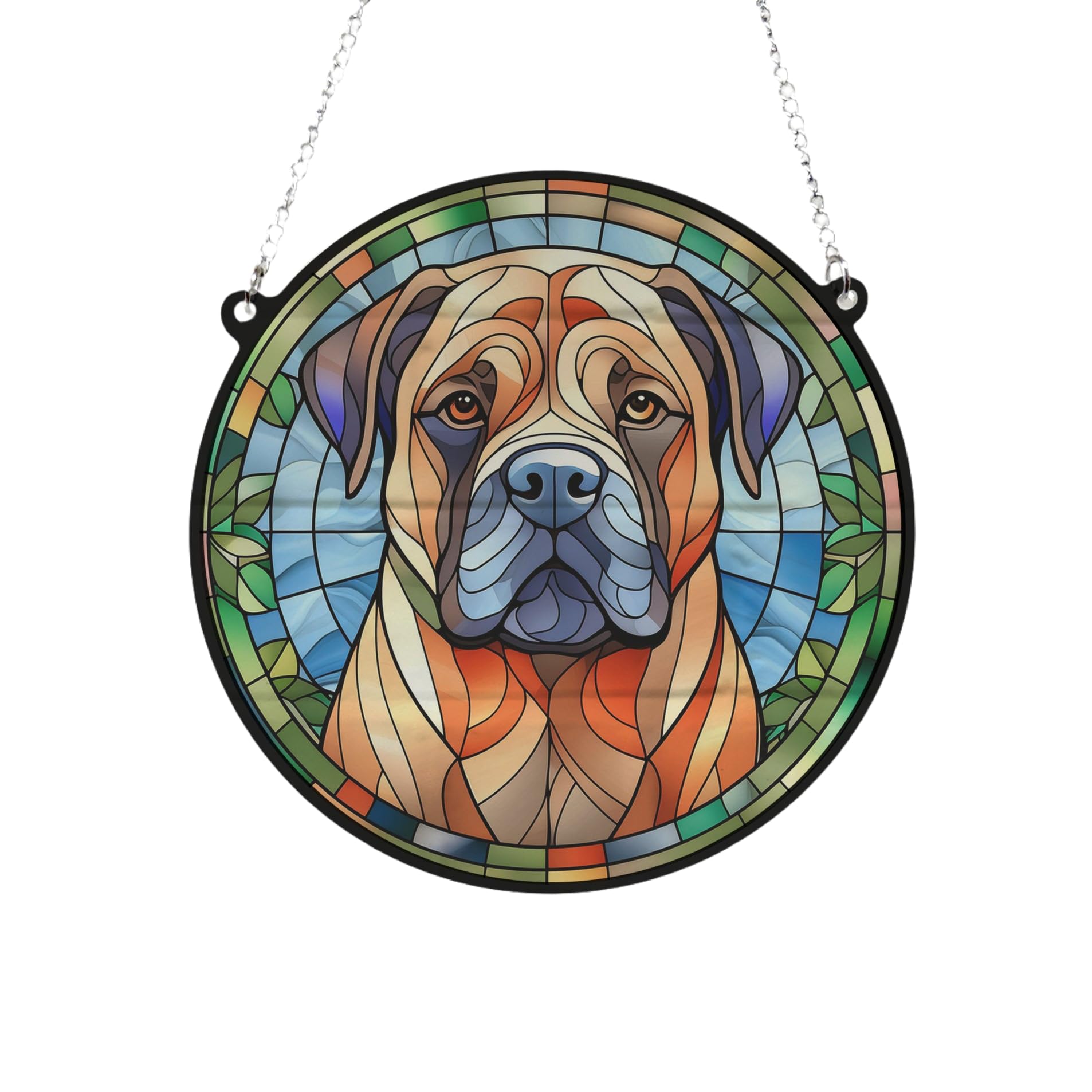 Bull Mastiff Stained Glass Effect Suncatcher Gift for Dog Lovers - 13cm