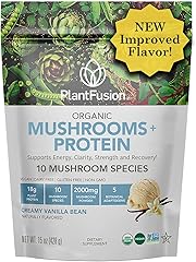 PlantFusion Mushroom Protein Powder - 3 in 1 Vegan Protein Powder, Mushroom Supplement, and Adaptogen Supplement - Support Me