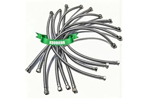 KUODIEOR 【New Version】Faucet Water Supply Connector Line Braided Stainless Steel, Premium Faucet Supply Line 12 inch - 3/8 Female Compression Thread x 1/2 Female Iron Pipe Thread (10 Pack)