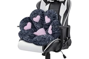 MOONBEEKI Cat Paw Cushion Chair Comfy Kawaii Plush Seat Cushions Shape Lazy Pillow for Gamer Chair 28"x 24" Cozy Floor Cute Seat Kawaii for Girl Worker Gift, Dining Room Bedroom Decorate （Black Silve）