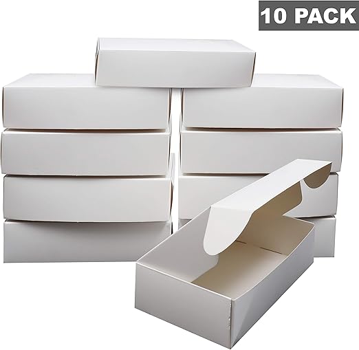 White Kraft Box (10 Pack) Gift Boxes (19 x 11 x 4.5 cm) Flat Pack