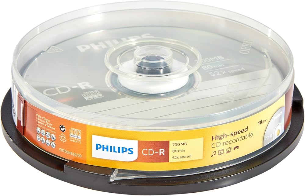 Philips CR7D5 CD-R Blank Discs 80 Min 52x 700MB 10 Spindle