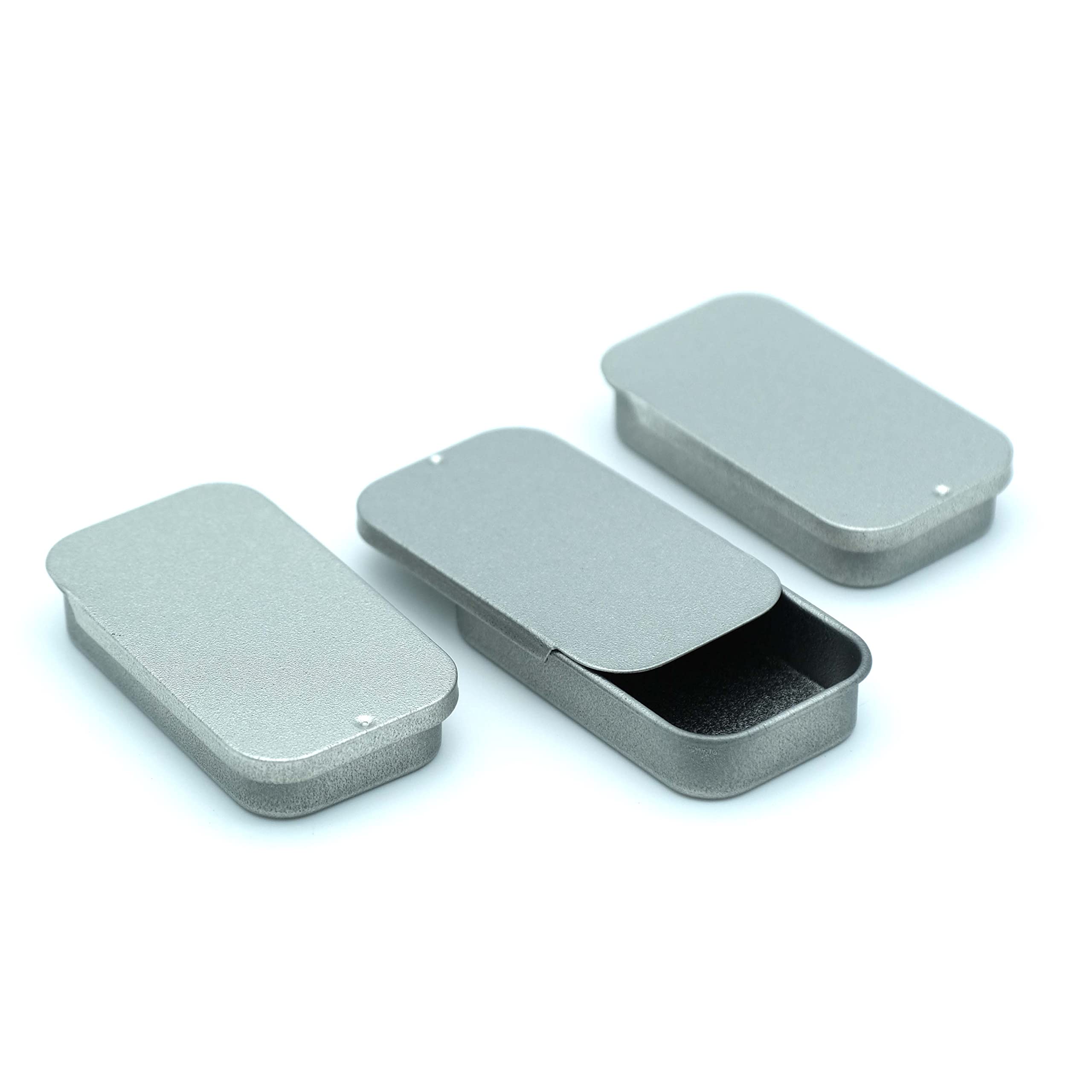 SHC Web 10 x 20ml Rectangular Tin with Slider Lid - Small Travel Containers/Sweets/Lip Balm/Favour/Gift/Pill Boxes - Silver