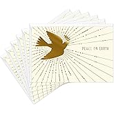 Hallmark Gold Christmas Cards (6 Cards with Envelopes) Peace on Earth, Dove