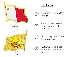 Malta Flag Lapel Pin - Enamel Metal National Badge