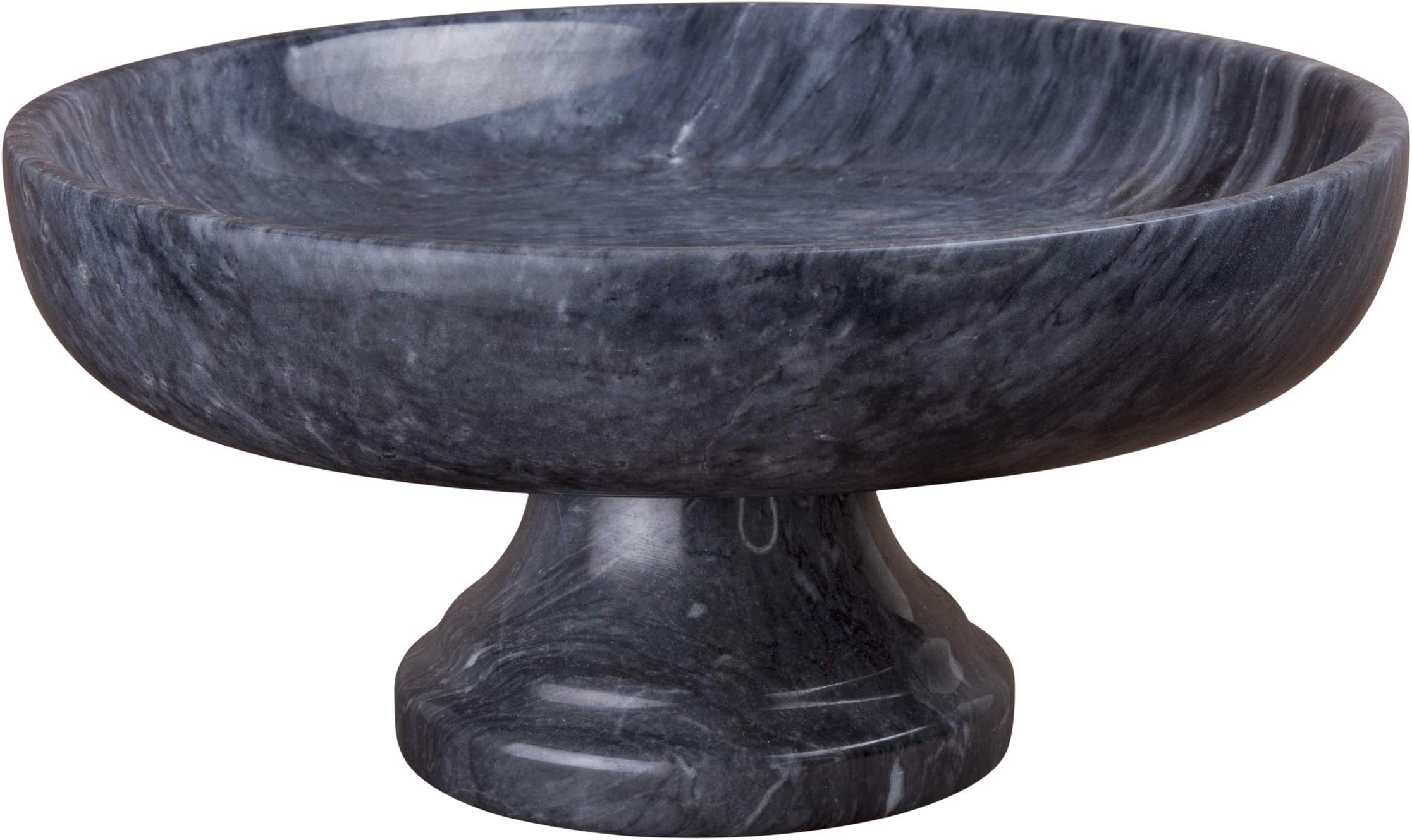 Creative Home 74756 Natural Marble Fruit Bowl on Pedestal Storage Basket Stand, Black
