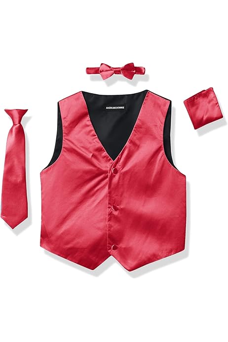 IGirlDress Boys 4 Piece Formal Satin Vest Set Zipper Tie Bowtie Hanky - Foto 6
