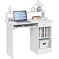 Yaheetech Home Office Wood Computer Desk with Keyboard Tray and Drawers, Students Writing Table with Storage Drawers & Hutch, Modern PC Laptop Desk, Multifunctional Workstation, White