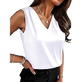 Mawor Womens Silk Satin Summer Camisole Tank Tops Trendy Sleeveless V Neck Blouses Dressy Casual Business Shirts