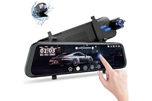 PRUVEEO Mirror Dash Cam Front and Rear, Dual Dashcam 1080P Backup Rear View Camera,10 inch Full Touch Screen, Loop Recording,Parking Monitor 170° Wide Angle (J12)