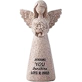 YTHISPF Sunflower Gifts for Women, Get Well Gifts for Women, Thinking of You Gift for Womens, Guardian Angel Statue,Self Care Gift for Womens, Sculpted Hand-Painted Figure (Granite)