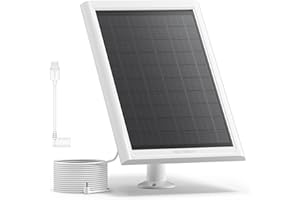 CALLSUN Solar Panel for Ring Camera,6W Solar Charger for Ring Stick Up Cam Battery/Pro&Ring Spotlight Cam Battery/Plus/Pro,13FT Cable IP68 Waterproof USB-C and DC3.5mm Ports White