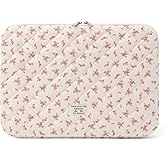 Puffy Laptop Sleeve 13-15.6 Inch Cute Quilted Laptop Protective Case Padded Floral Computer Sleeve for MacBook (A-Pink, 13 Inch)