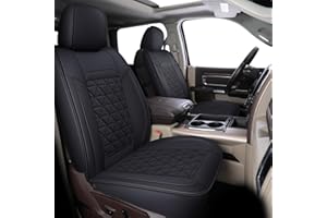 Coverado Ram Seat Covers Full Set, Waterproof Ram 1500 Seat Cover Compatible with 2002-2025 Dodge RAM 1500 2500 3500 Crew Quad Cab with Curved Bench, Black
