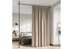 Gonnrly Room Divider Tension Rod No Drill, Adjustable 35-100" W x 43-120" H Freestanding Pole for Privacy,Room Divider Curtains,Black
