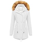 Chrisuno Women's Mid-Length Military Parka Winter Outerwear Insulated Jacket Soft Fleece Snow Faux Fur Coat