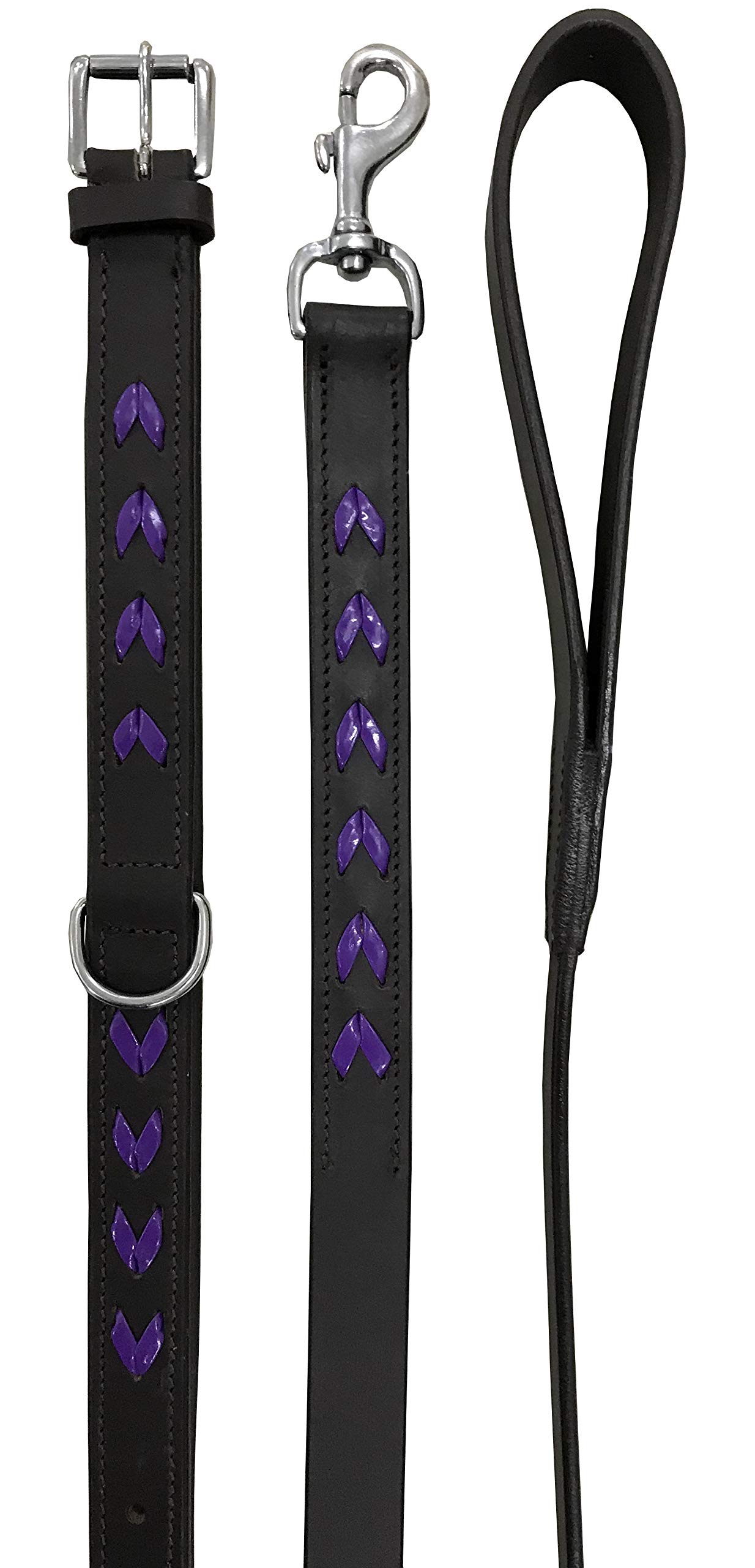 BRADLEY CROMPTON Genuine Leather Matching Pair Dog Collar and Lead Set M