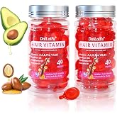 Hair Oil Capsules 2 Pack, 80 Count Leave-In Serum for Frizz Control | Vitamins A, C, E and Pro B5 with argan, avocado and mac