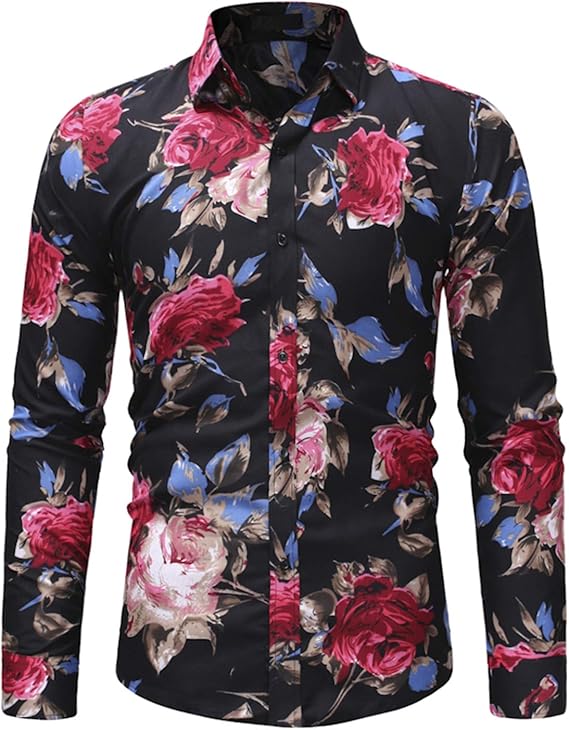 Amazon Ts Rd Ug 柄シャツ メンズ 長袖 おしゃれ 花柄プリント 兄貴系 スリム 総柄シャツ 派手 ドレスシャツ シャツ 通販
