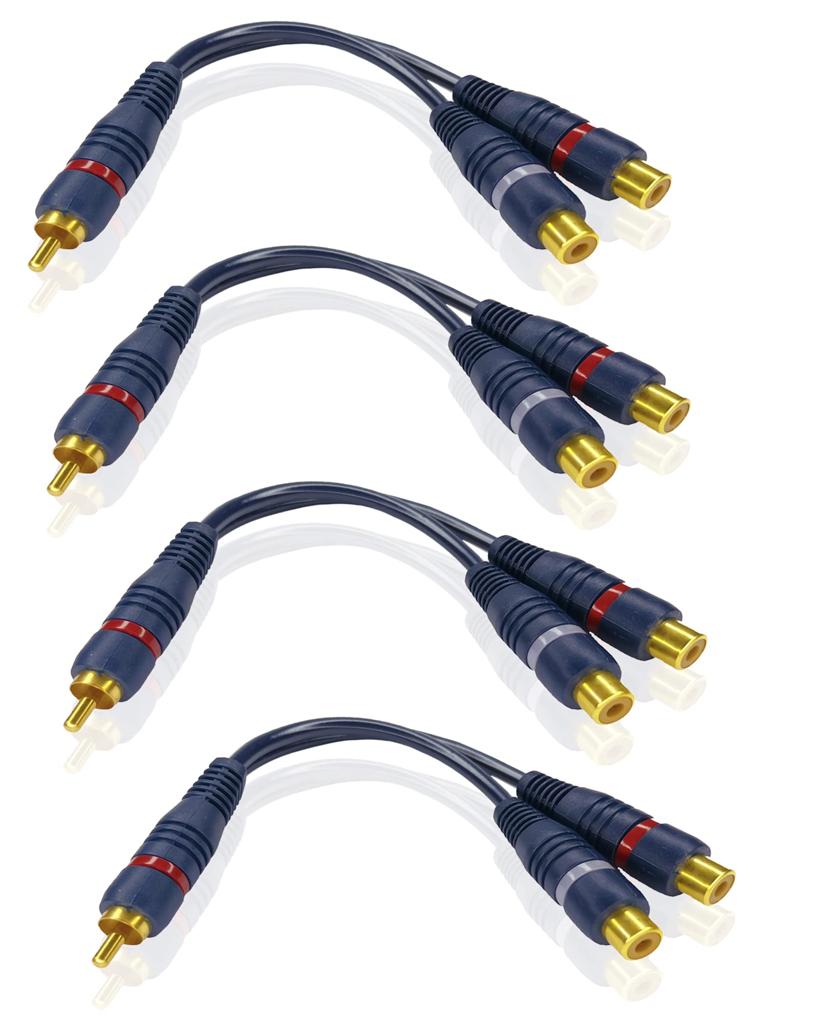 iYueMps RCA Splitter 1 Male to 2 Female Cable 15cm RCA Y Cable Extension Audio Cable Gold Plated AV Audio Cord Y Adapter for Speaker Subwoofer AMP Home Theater (4pcs)