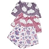 Verdusa Women's 3 Pieces Fuzzy Pajama Shorts Cartoon Graphic Flannel Sleep Pj Lounge Bottoms