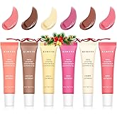 KIMUSE Tinted Lip Butter Hydration Balm Set, 6 Flavored Shades Hydrating Plumping Gloss with Sheer Tint, Non-Sticky | Vegan L