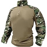 OCANXUE Tactical Shirt for Men G3 Camo Combat Shirt Long Sleeve BDU Military Shirt 1/4 Zip with Pockets