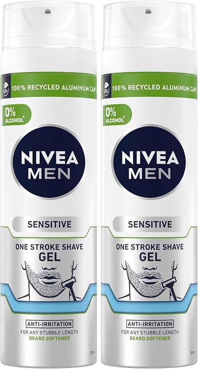NIVEA MEN Sensitive One Stroke Shave Gel Chamomile Vitamin E 200ml Pack of 2