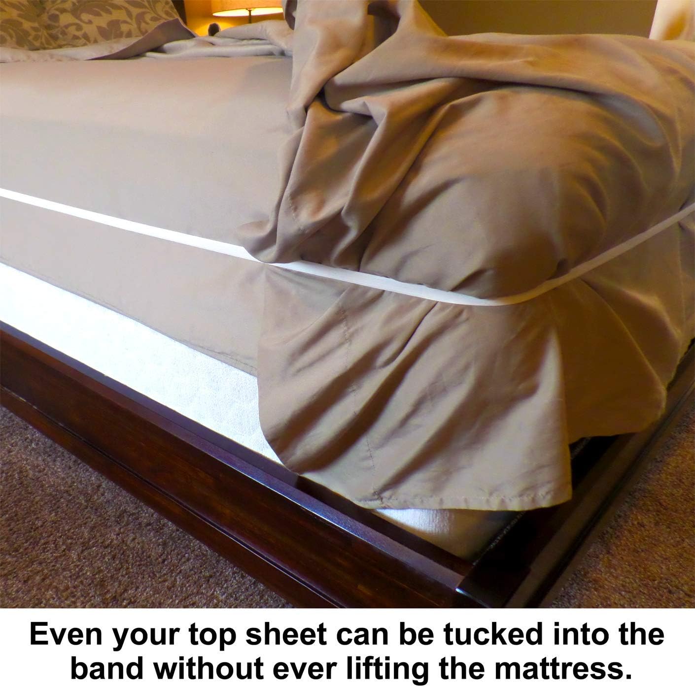 THE RUBBER HUGGER - The Bed Sheet Holder Band – NEW Approach For Keeping Your Sheets On Your Mattress – No Sheet Straps, Sheet Clips, Grippers, or Fasteners. (Medium Size For Queen Mattress): Home & Kitchen