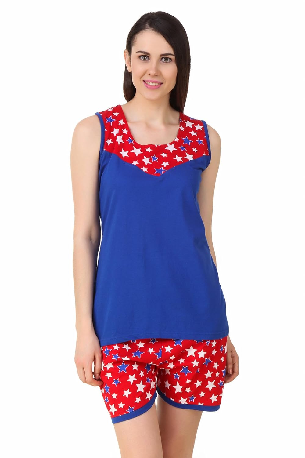 fasense women cotton nightwerar nightsuit, top & shots set dp192