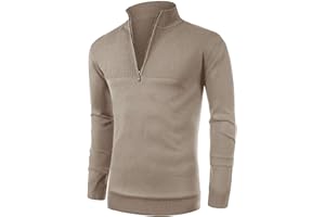 NITAGUT Mens Slim Fit Zip Up Mock Neck Polo Sweater Casual Long Sleeve Sweater and Pullover Sweaters with Ribbing Edge
