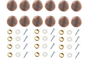 Unifizz Mirror Screws, 25mm Copper Mirror Nails with Decorative Caps, Brass Mirror Covers Hardware and Rubber Washer for Bathroom Wardrobes Mirror Panels Table, Red Bronze, 12pcs