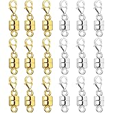 Qulltk Magnetic Necklace Clasp with Lobster Clasp 18K Gold and Silver Magnetic Jewelry Clasps for Necklaces Extender Bracelet Clasps and Closures