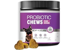 TTLXRL Probiotics for Dogs Dog Probiotic Chews and Digestive Enzymes Prebiotic Health Gut Itchy Skin Probioticos Itching Diarrhea Chew Supplements Canine Pet Prebiotics 200 Natural Soft Chewable Tablets