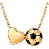 HARBEZ Sports Necklace for Women, Gold Plated Pendant Jewelry, Softball Basketball Soccer Gifts for Players, Athletes and Sports Fans