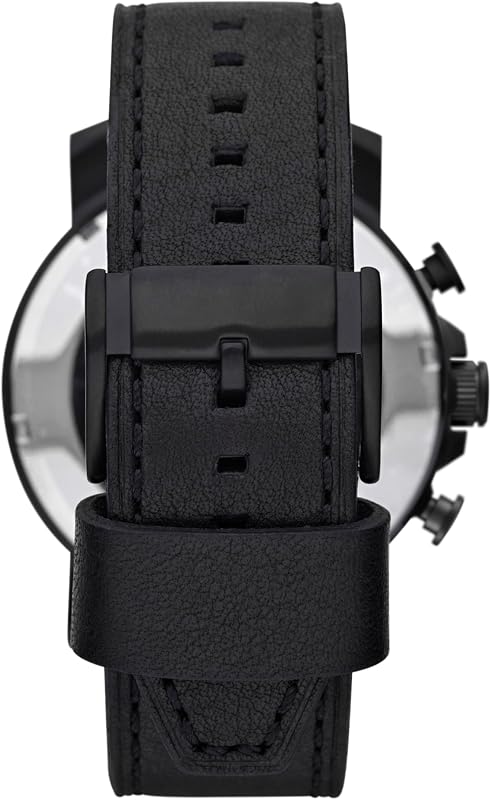 Montre pour Hommes Nate, Mouvement chronographe à Quartz, boîtier en Acier Inoxydable Noir de 50 mm avec Bracelet en Cuir véritable, JR1354