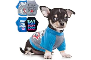 KALLFIR'S CUTIE 4 Pieces Chihuahua Clothes Dog Clothes for Small Dogs Boy Yorkie Teacup Cloth Spring Summer Pet Shirt Cute Puppy Shirts Outfits Dog T-Shirt (XX-Small)
